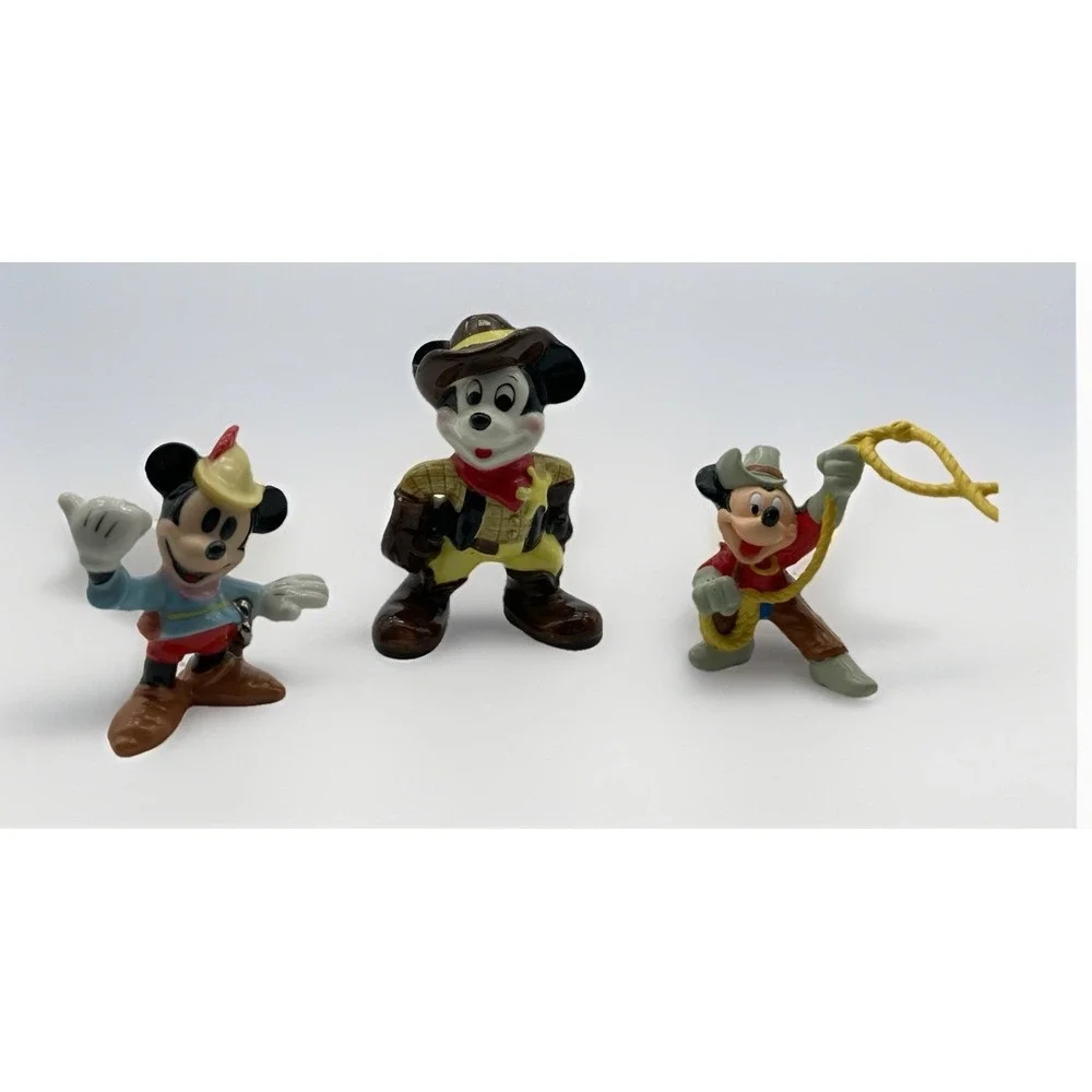 Mickey Mouse the Actor Lot of 3 Miniature Figures 2 Cowboy 1 Brave Little Tailor